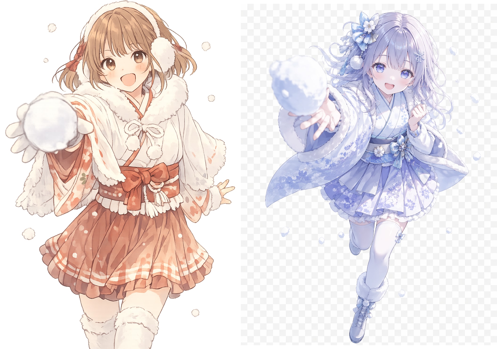 左 Images 1.5 / 右 Images 2<br/>日本のスタイルで、淡い線と淡い塗りで構成された女の子のイラスト。
こちらに向かって雪玉を投げてくる構図。
服は着物にインスパイアされた現代風のガーリーな冬の服装。
背景は透過する。
画像は縦長” class=”wp-image-6067″ srcset=”https://tsurugilog.com/wp-content/uploads/2026/04/image2.jpg 2107w, https://tsurugilog.com/wp-content/uploads/2026/04/image2-350×246.jpg 350w, https://tsurugilog.com/wp-content/uploads/2026/04/image2-1080×759.jpg 1080w, https://tsurugilog.com/wp-content/uploads/2026/04/image2-150×105.jpg 150w, https://tsurugilog.com/wp-content/uploads/2026/04/image2-768×539.jpg 768w, https://tsurugilog.com/wp-content/uploads/2026/04/image2-1536×1079.jpg 1536w, https://tsurugilog.com/wp-content/uploads/2026/04/image2-2048×1439.jpg 2048w, https://tsurugilog.com/wp-content/uploads/2026/04/image2-940×660.jpg 940w” sizes=”(max-width: 2107px) 100vw, 2107px”><figcaption class=